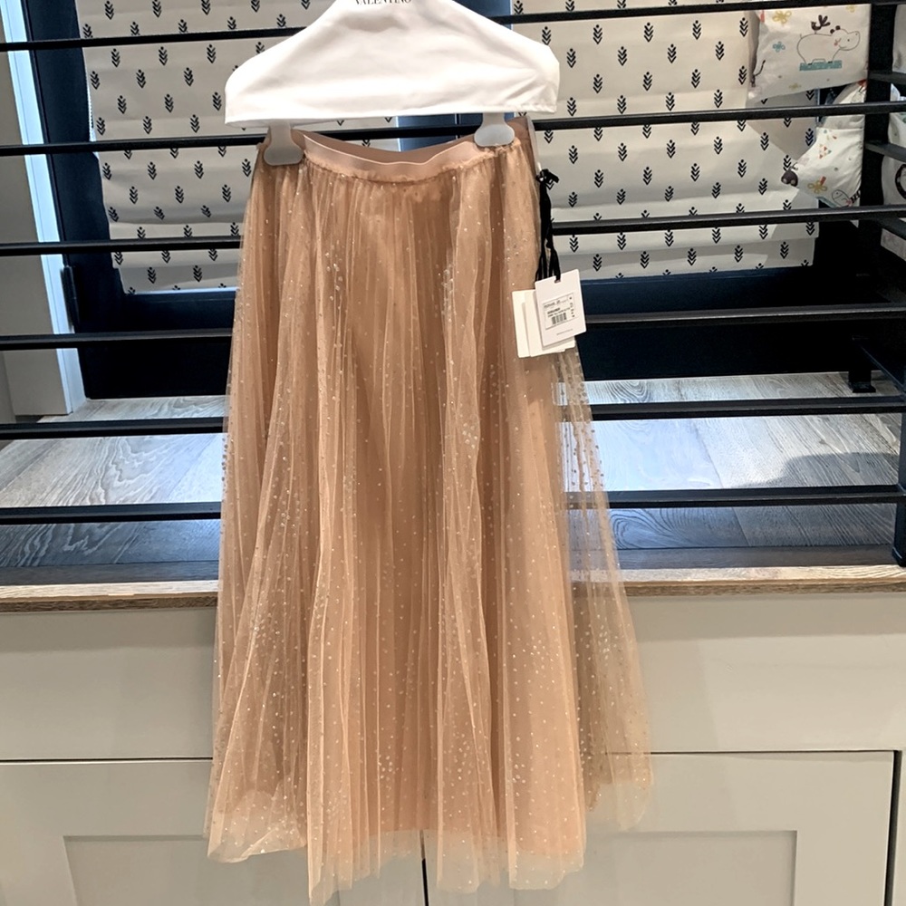 Red Valentino Tulle midi skirt with silver glitter